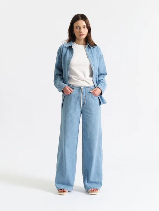 Daze Denim Madison Stripe Mid Rise Wide Leg