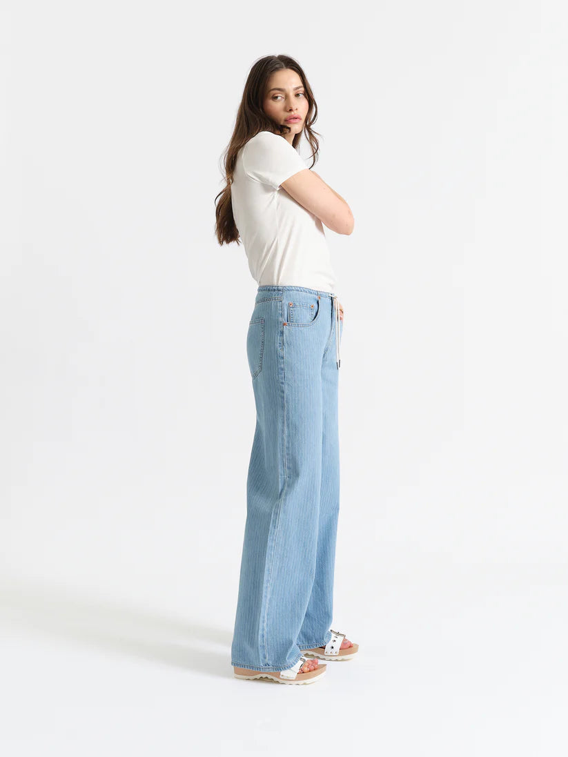 Daze Denim Madison Stripe Mid Rise Wide Leg