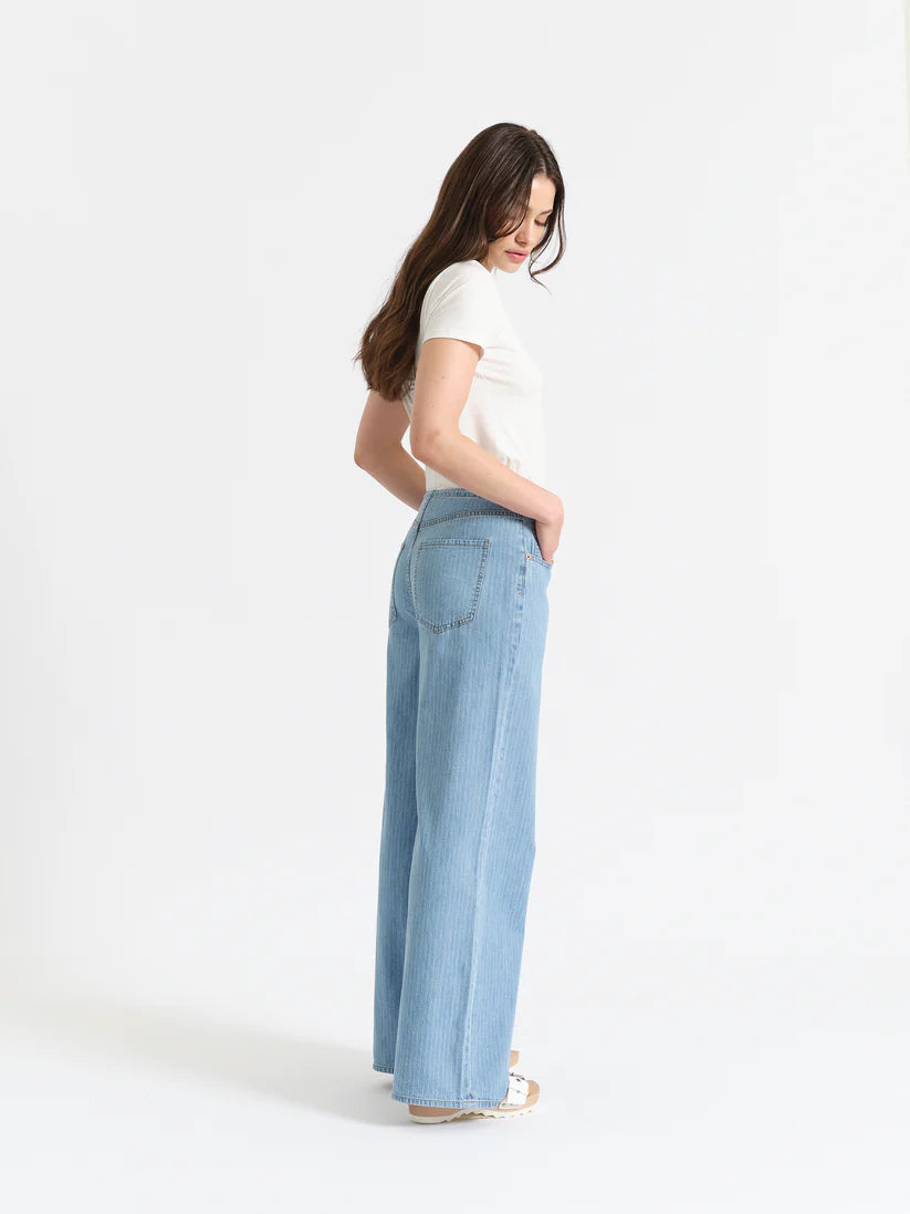 Daze Denim Madison Stripe Mid Rise Wide Leg