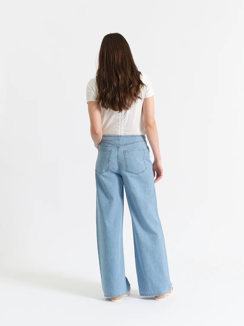Daze Denim Madison Stripe Mid Rise Wide Leg