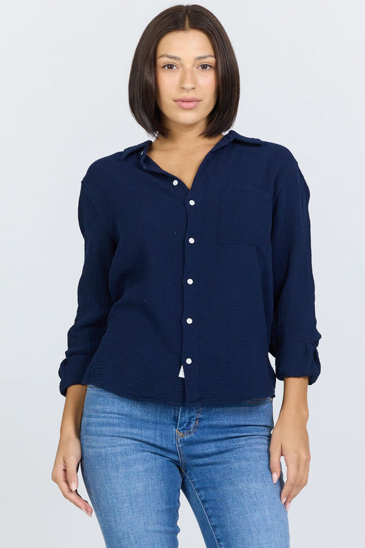 Dear John Gaia Black Iris Button Down