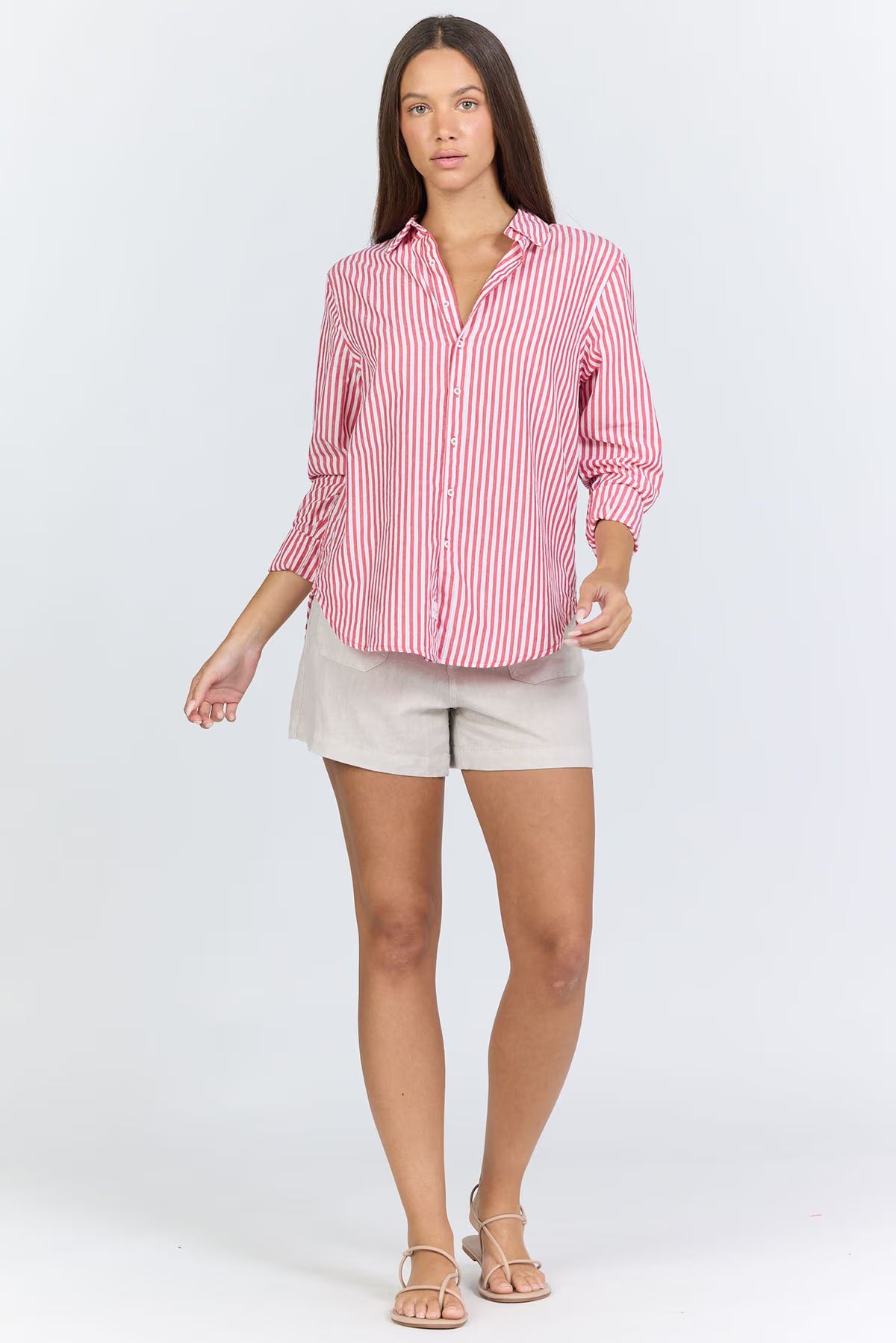 Dear John Lolita Salsa Stripe Button Down