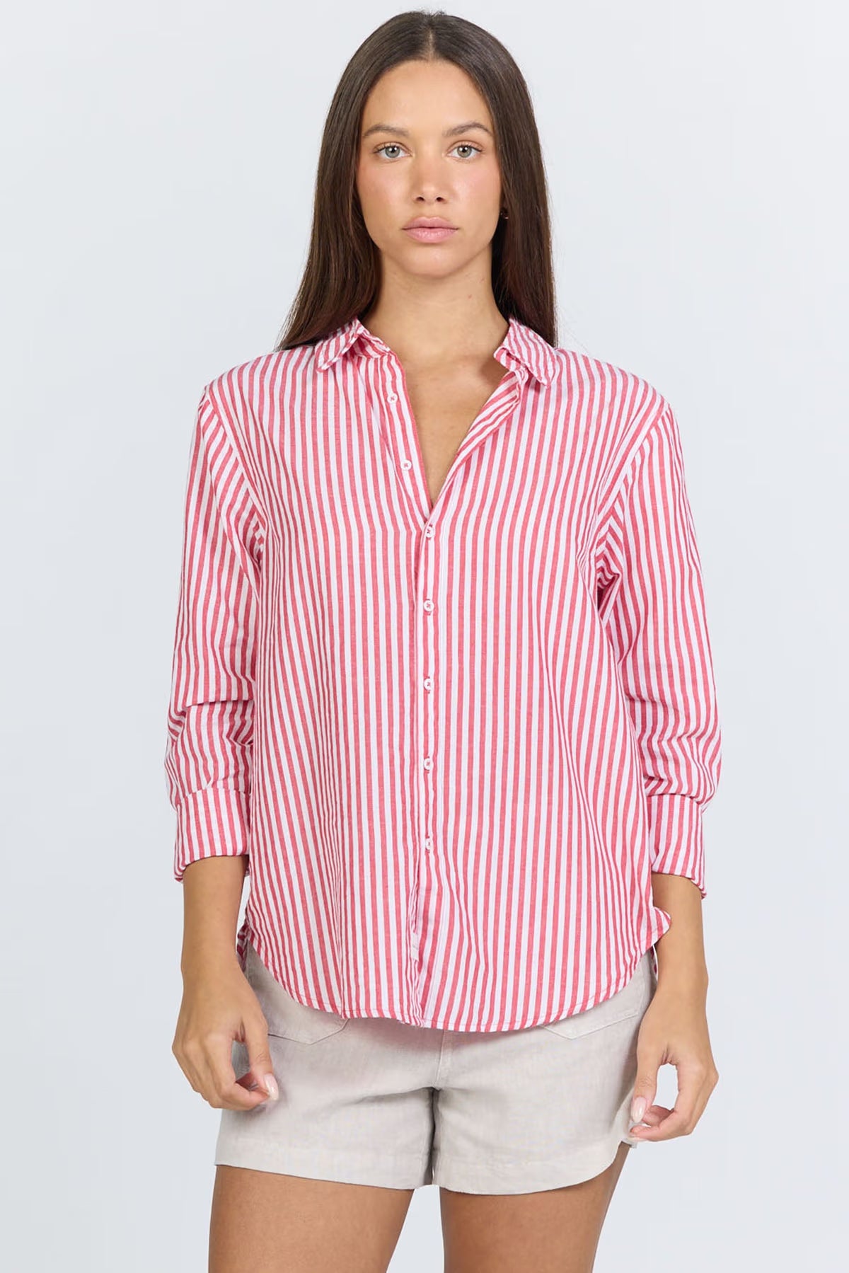 Dear John Lolita Salsa Stripe Button Down