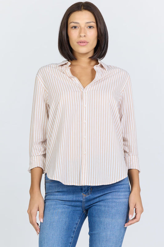 Dear John Lolita Taupe Stripe Button Down