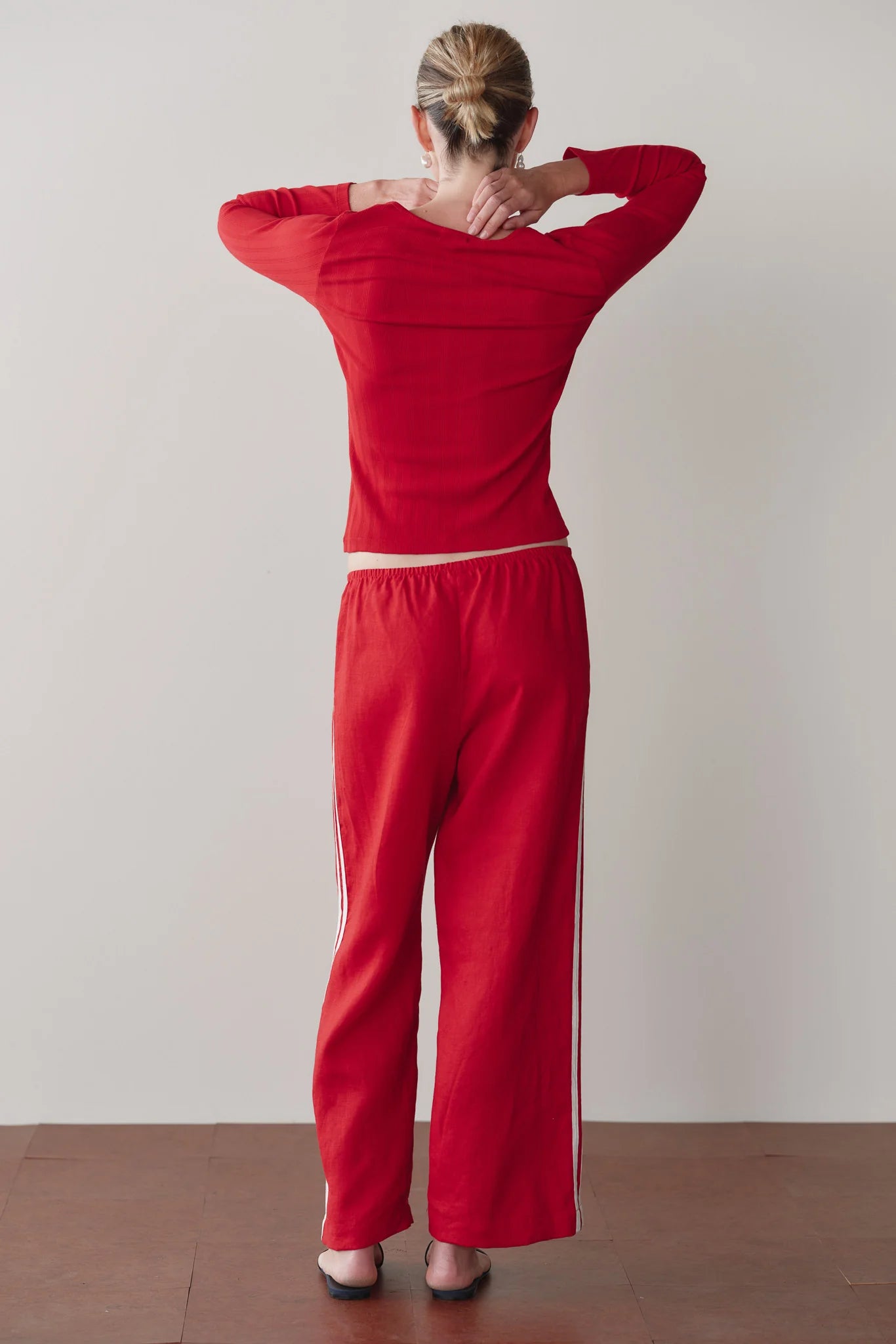 Donni The Linen Crop Racer Stripe Pant
