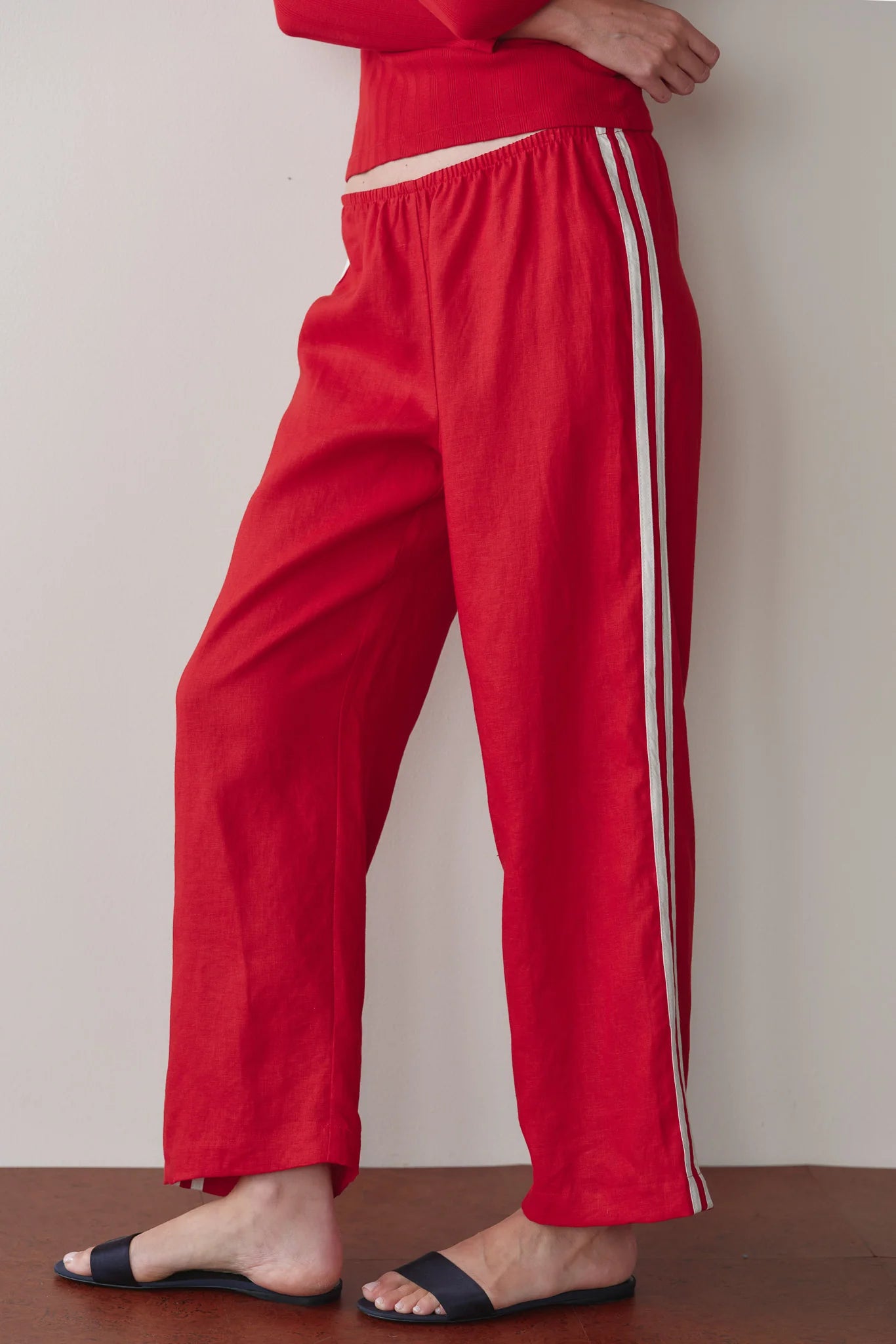Donni The Linen Crop Racer Stripe Pant