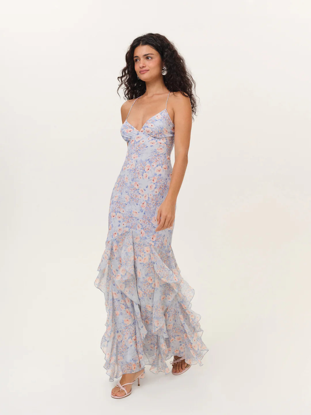 For Love & Lemons Elea Blue Maxi Dress