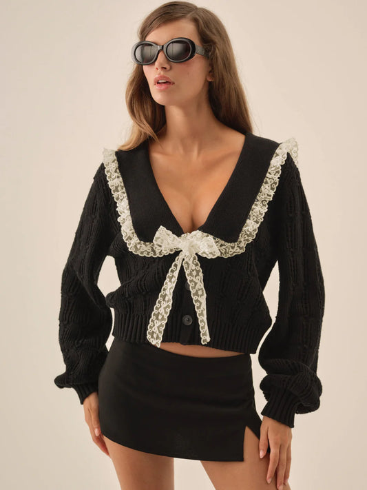 For Love & Lemons Frenchy Pointelle Knit Cardigan