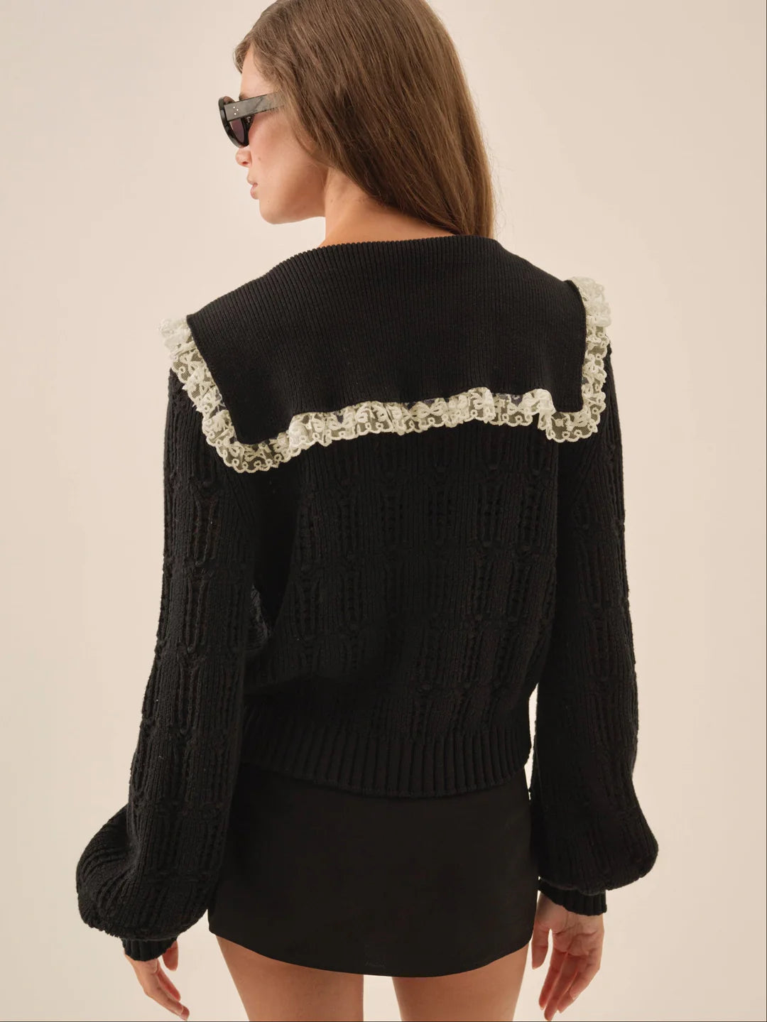 For Love & Lemons Frenchy Pointelle Knit Cardigan