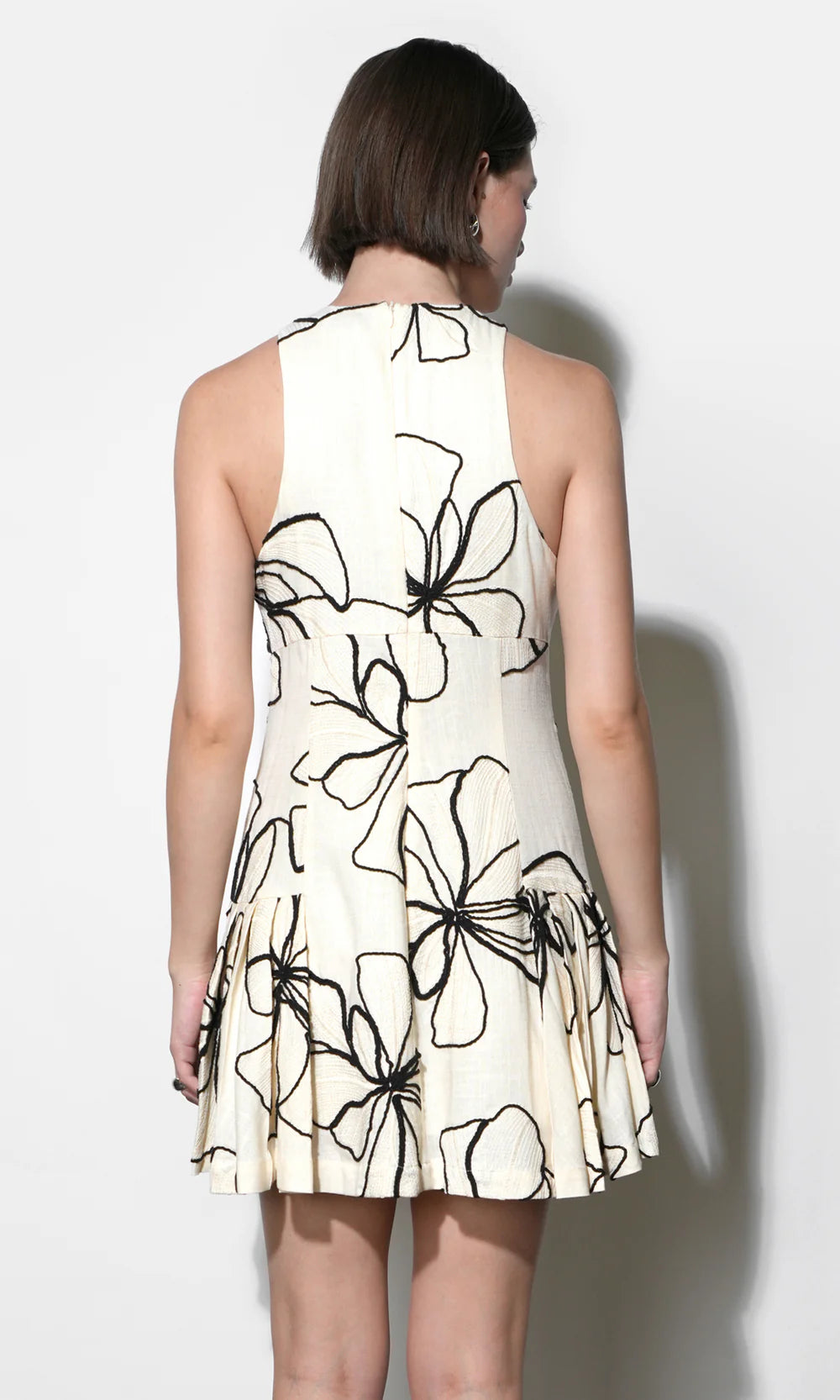 Greylin Madeline Large Embroidery Floral Pleated Mini Dress