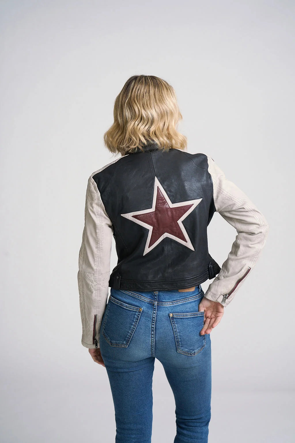 Mauritus Isadora Star Back Leather Jacket