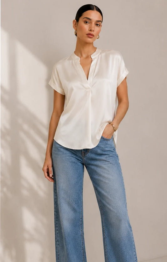 Reset Silky Split Neck Blouse S/S