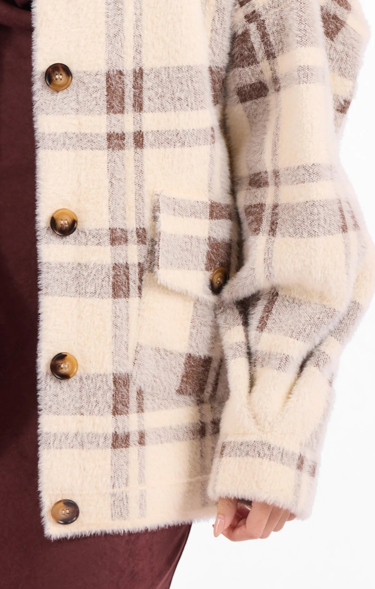 Sage The Label Lola Plaid Button Down Coat Jacket
