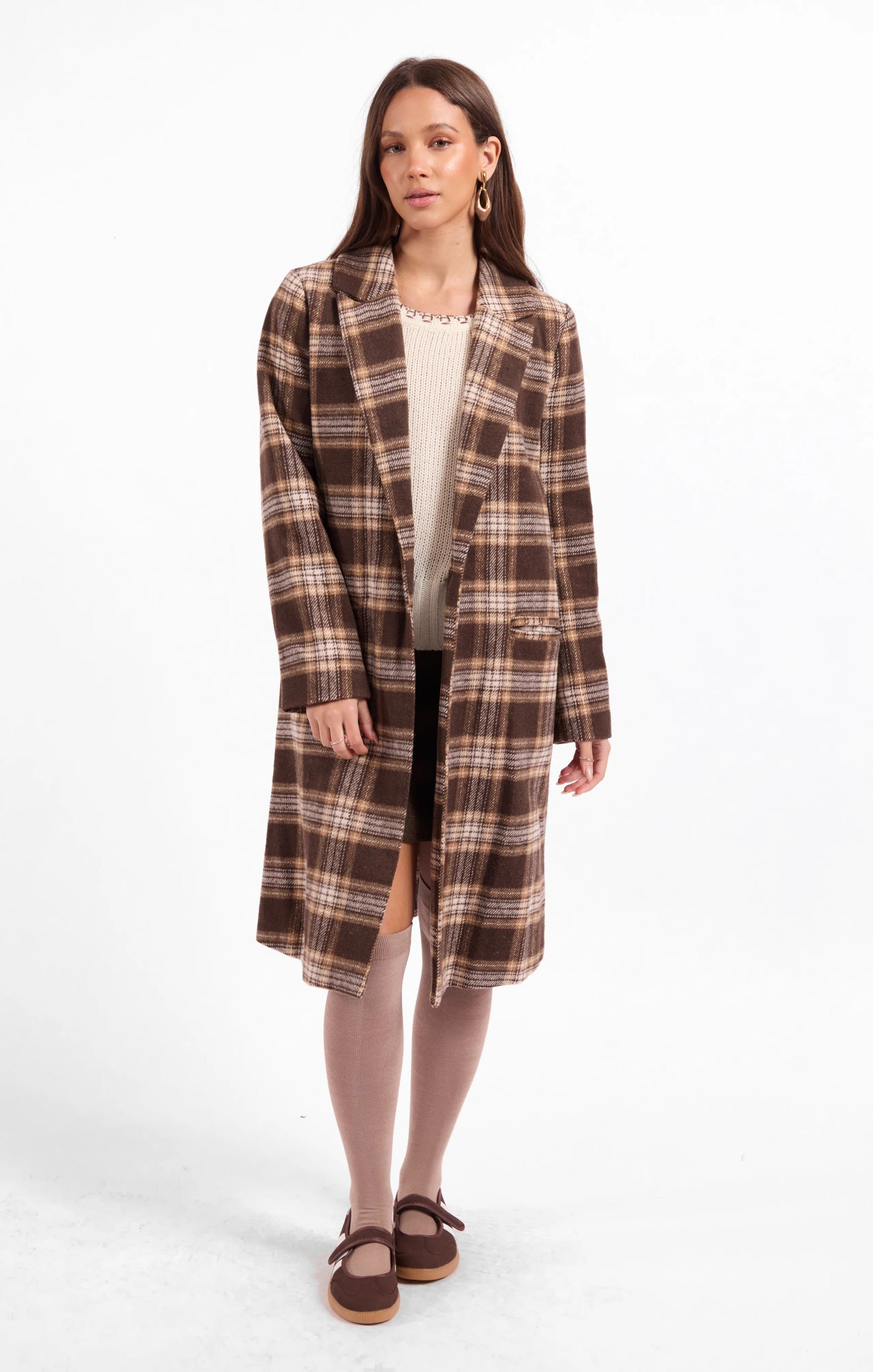 Sage The Label Columbia Plaid Coat