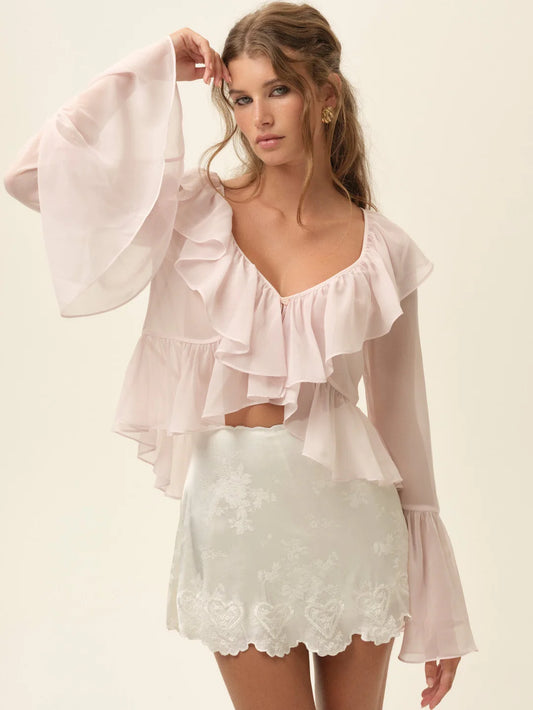 For Love & Lemons Lila Flare Top