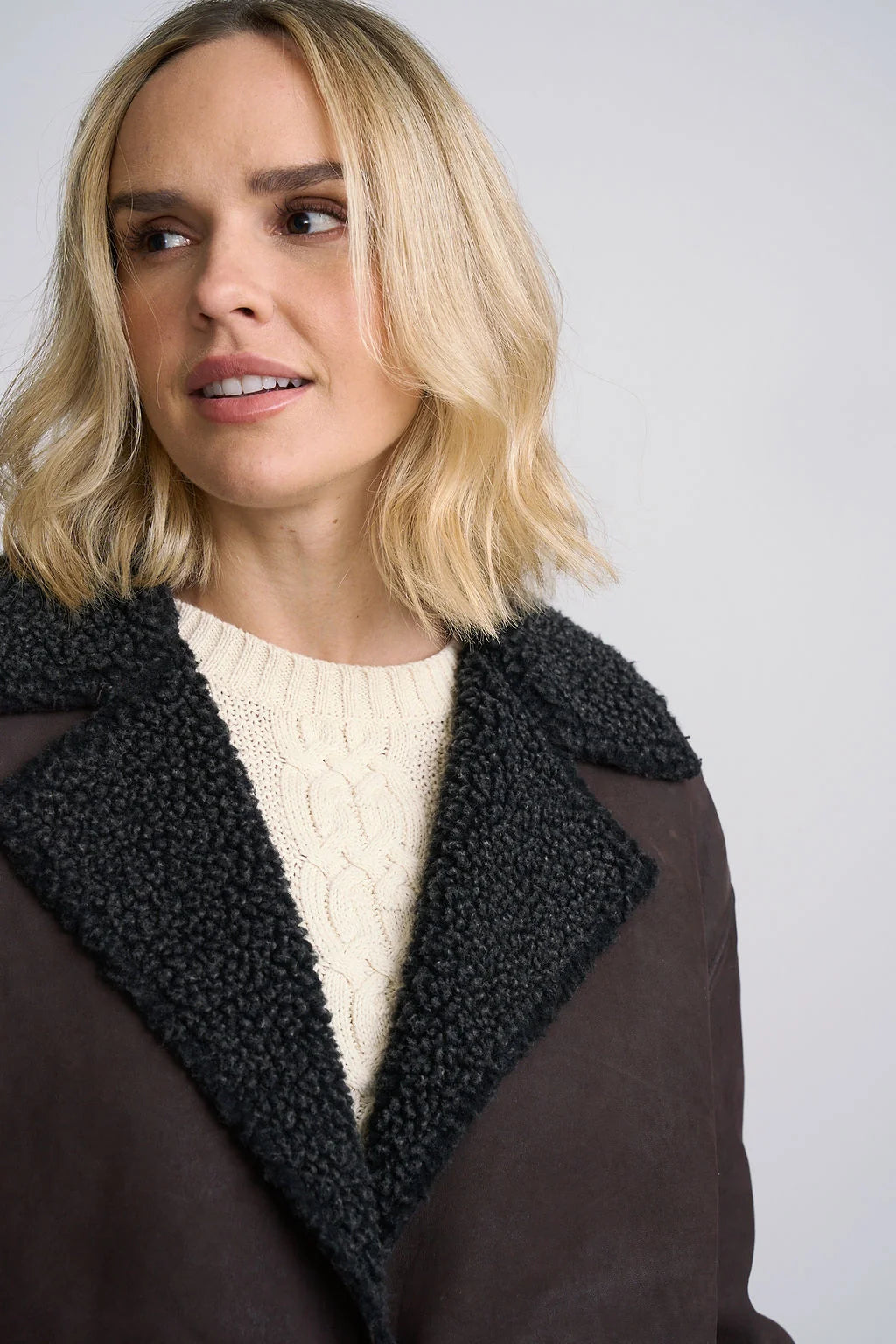 Mauritius Meli Nubuck Leather Jacket Shearling Trim