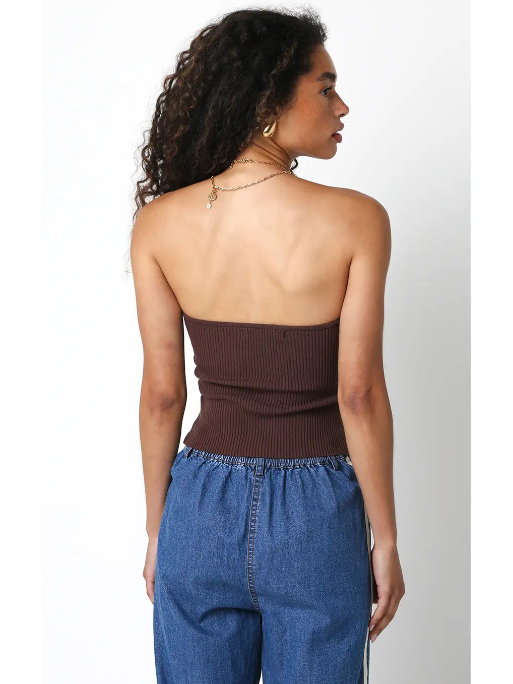 Nina Strapless Swoop Fitted Ribbed Top