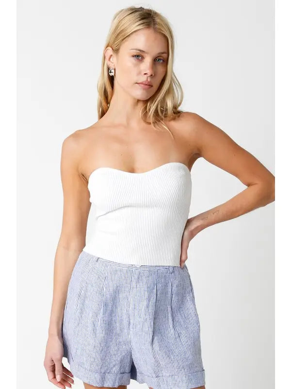 Nina Strapless Swoop Fitted Ribbed Top