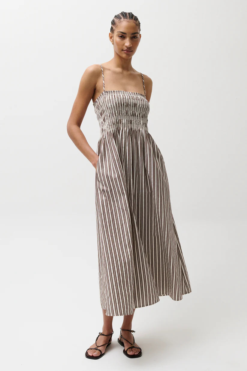 Pistola Bianca Bodice Stripe Midi Dress