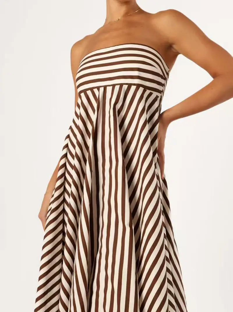 Remi B Strapless Striped Maxi Dress
