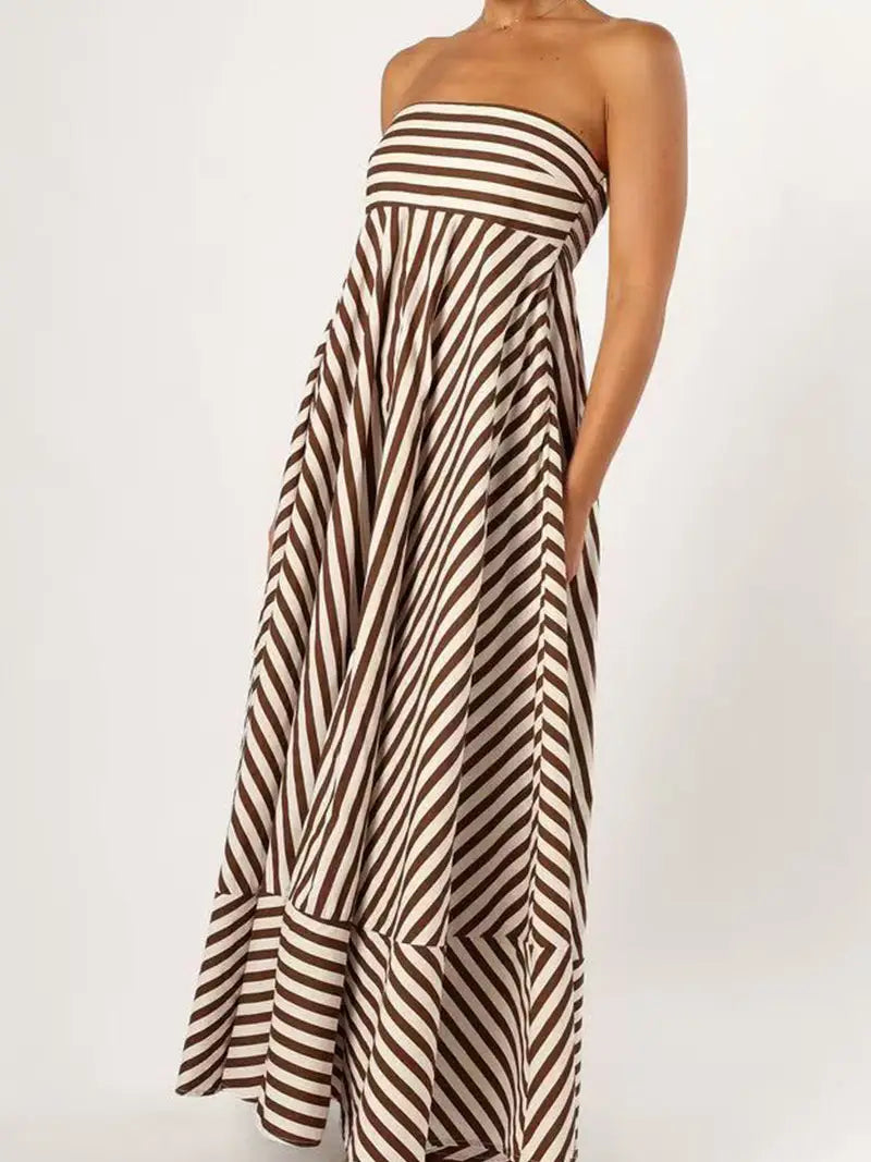 Remi B Strapless Striped Maxi Dress