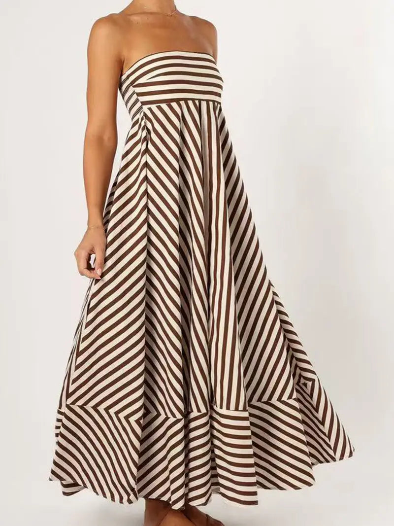 Remi B Strapless Striped Maxi Dress