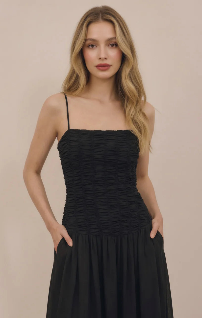 Reset Smock Straight Drop Waist Midi Dress