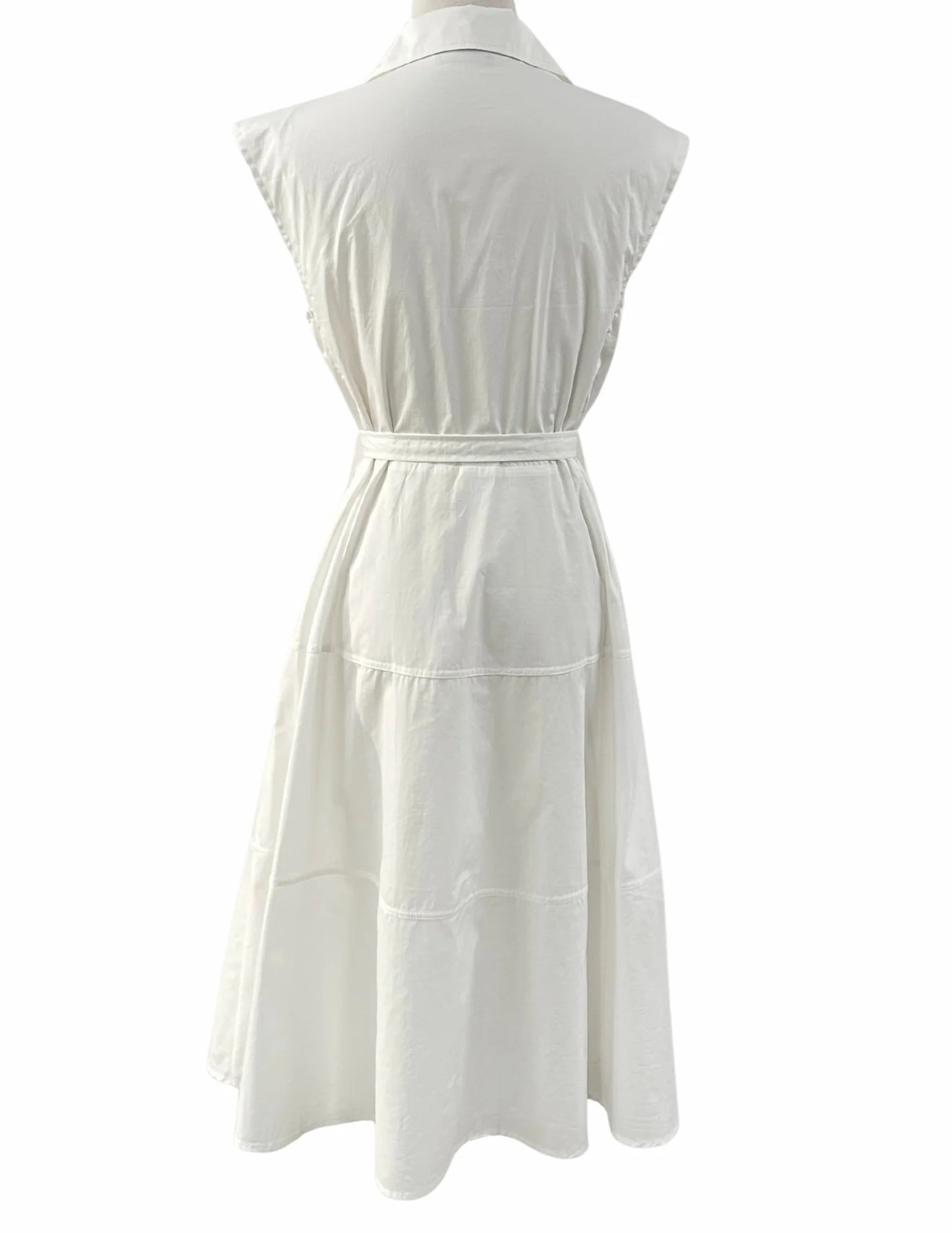 Reset Smocked Collared Tie Waist Midi Dress