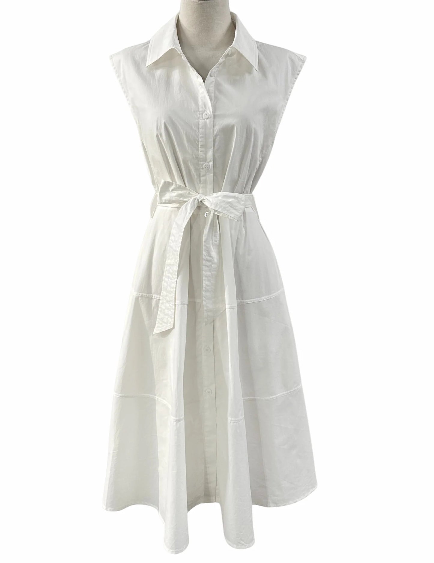 Reset Smocked Collared Tie Waist Midi Dress