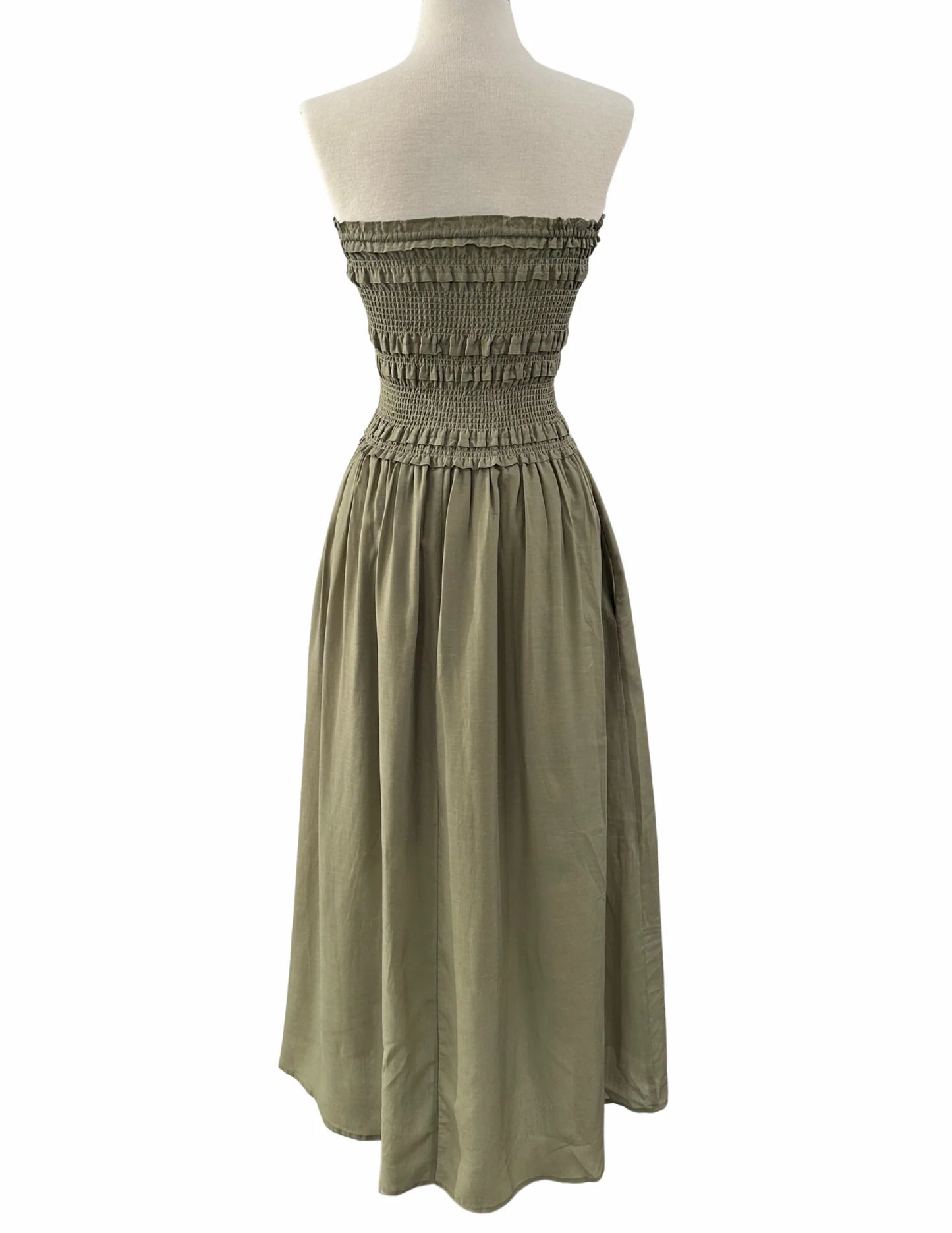 Reset Strapless Cinch Chest Midi Dress