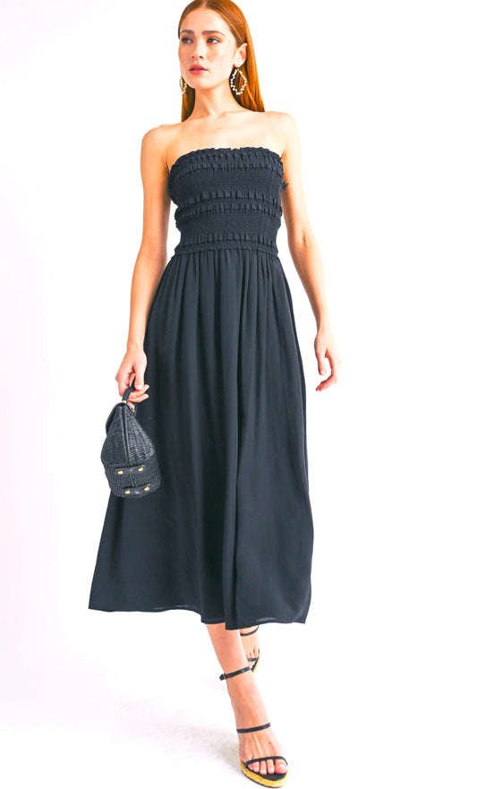Reset Strapless Cinch Chest Midi Dress