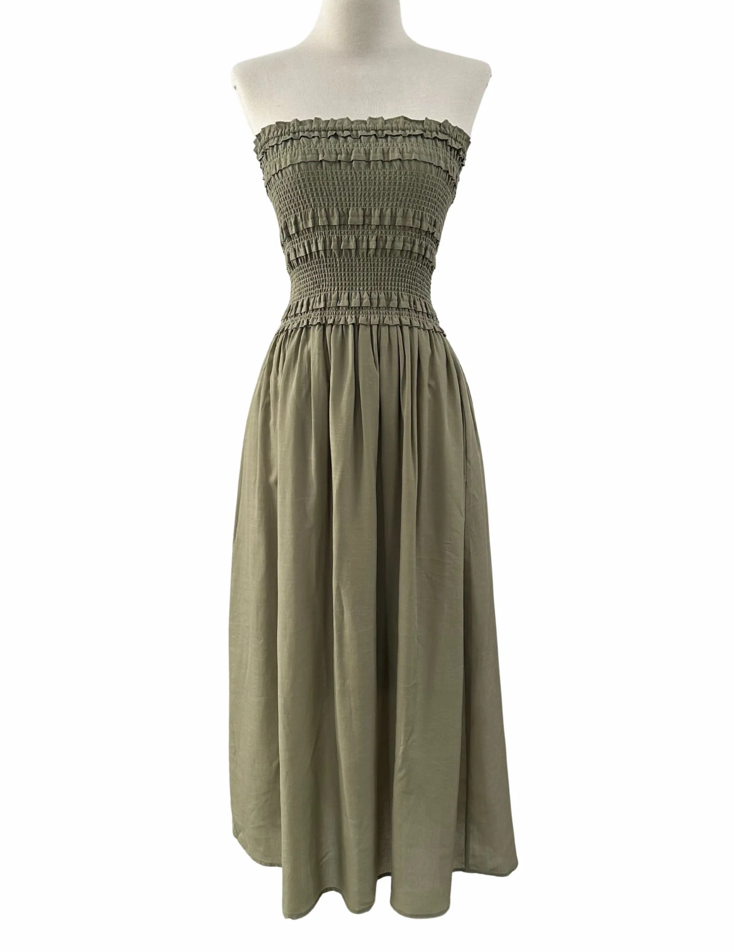 Reset Strapless Cinch Chest Midi Dress