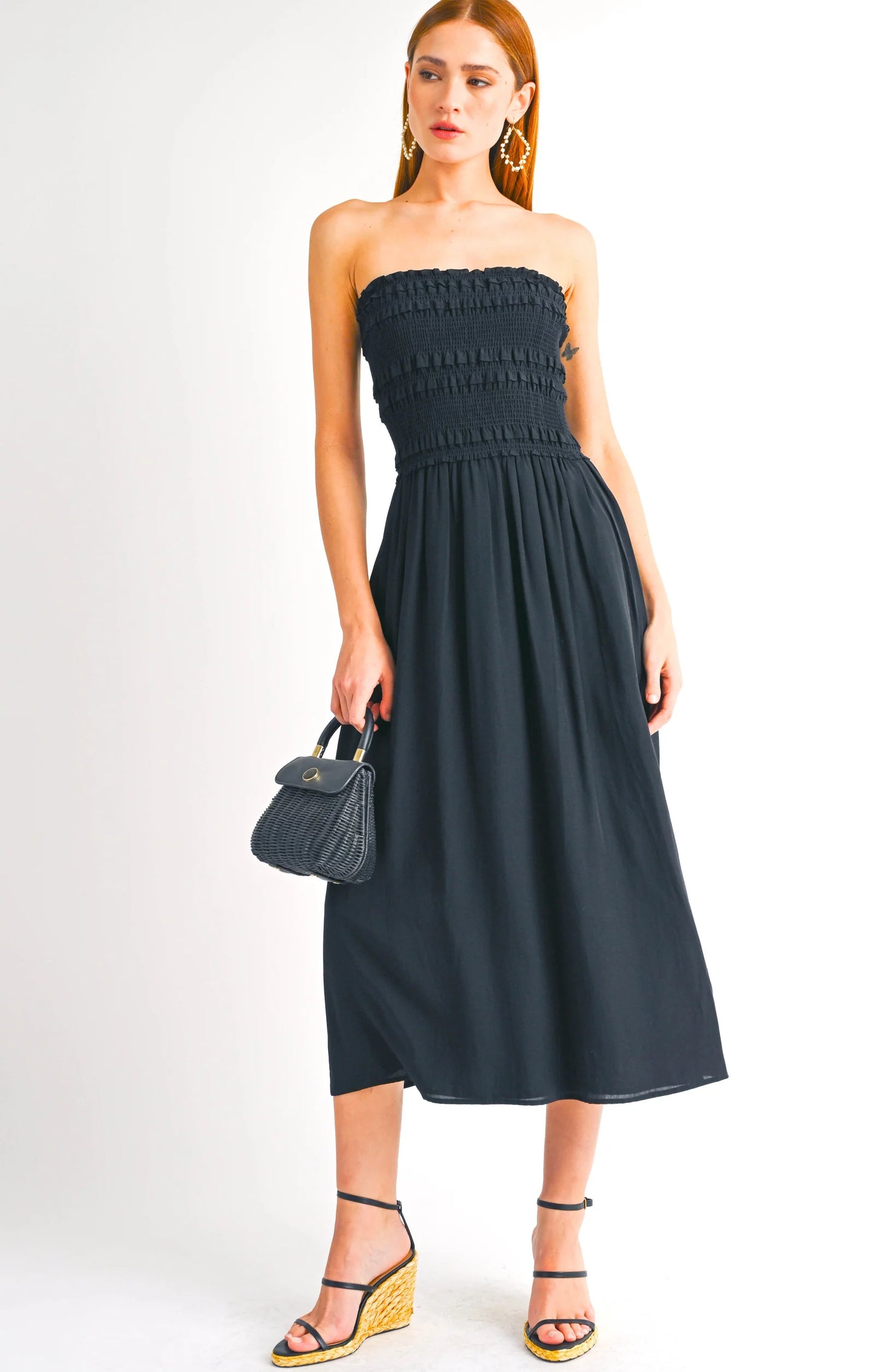 Reset Strapless Cinch Chest Midi Dress