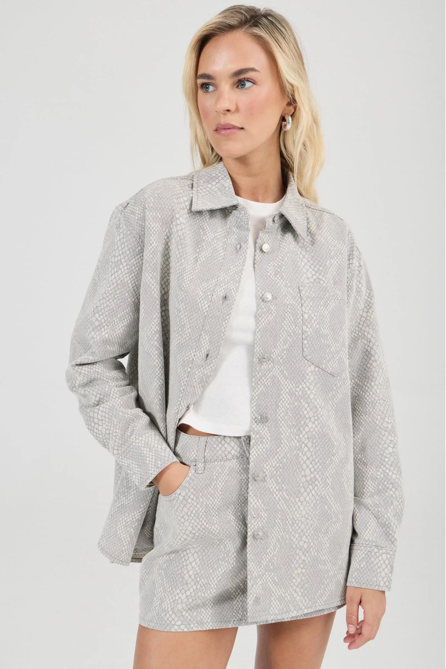 Rolla's Drift Oversized Denim Shirt Python