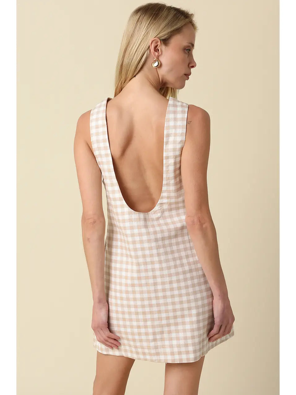 Rylie Gingham Open Back Mini Dress