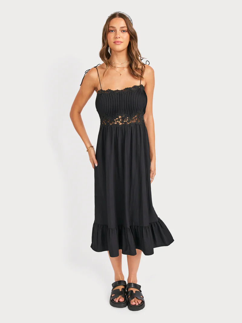 Sadie & Sage Night Bloom Pintuck Lace Midi Dress
