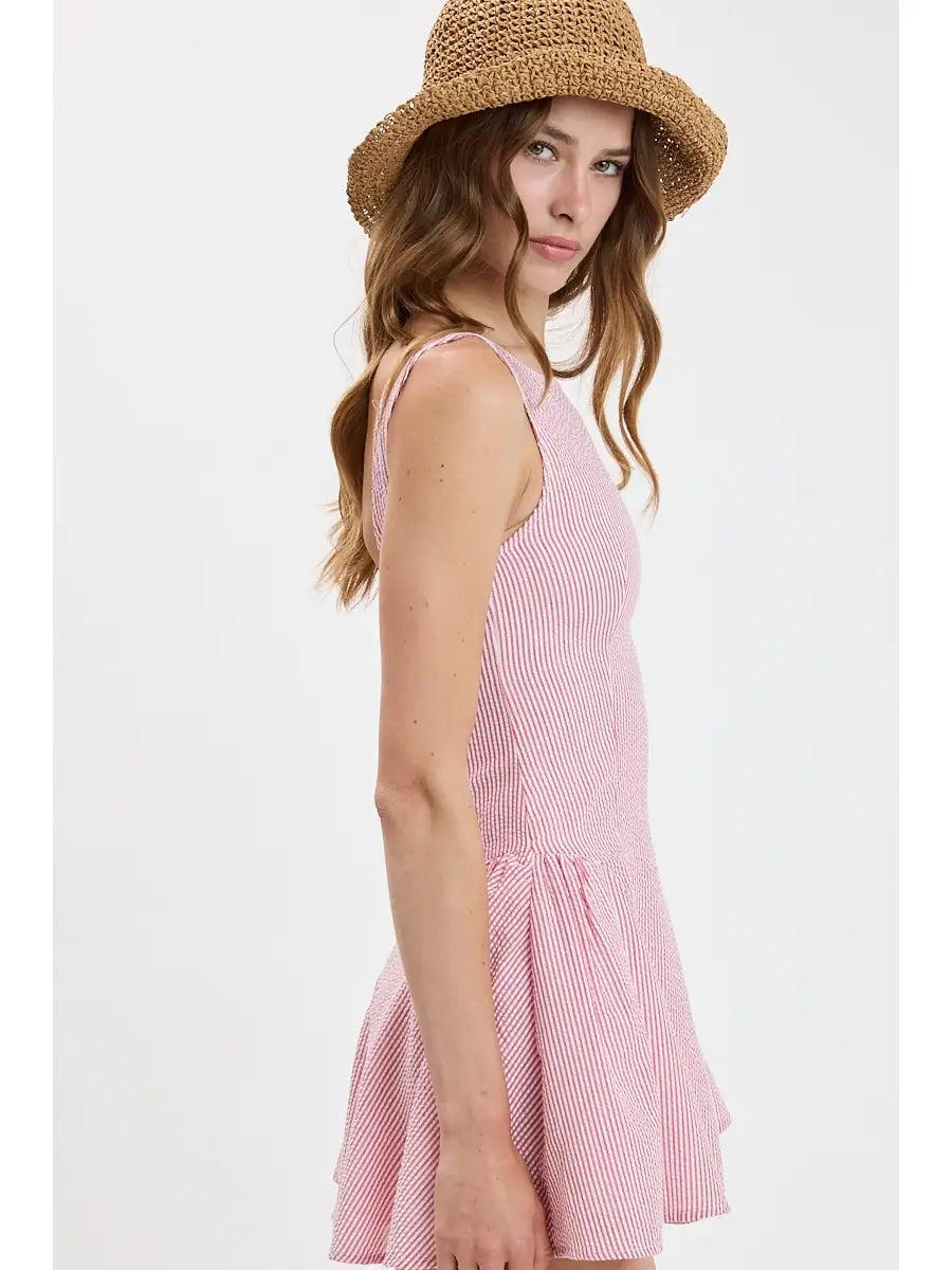 Sky To Moon Bright Stripe Boat Neck Mini