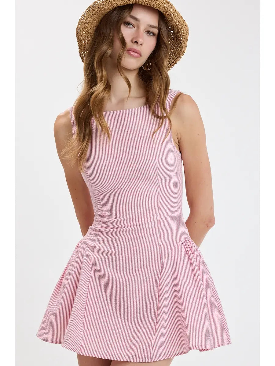 Sky To Moon Bright Stripe Boat Neck Mini