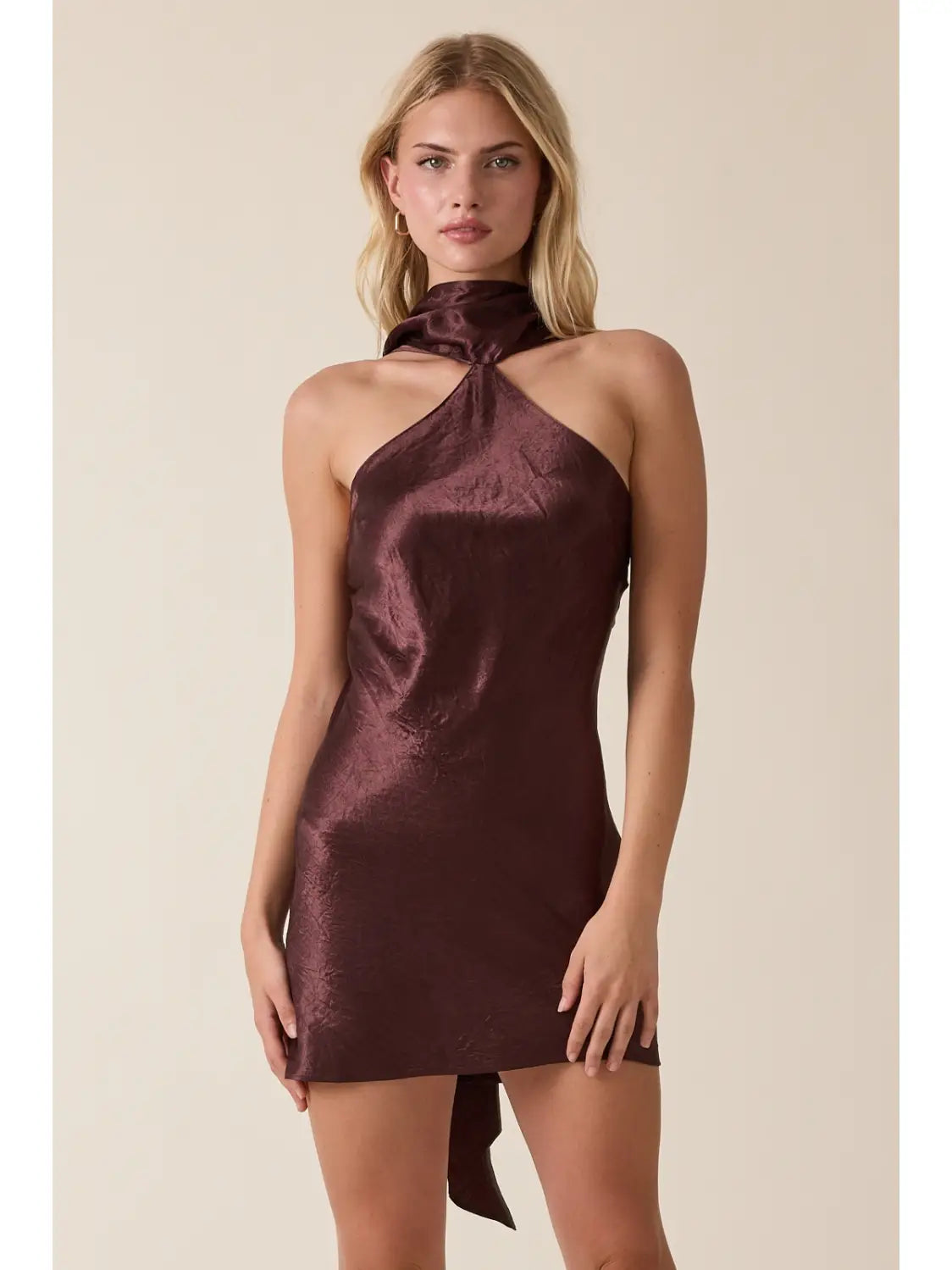 Sky To Moon Long Scarf Bias Cut Mini Dress