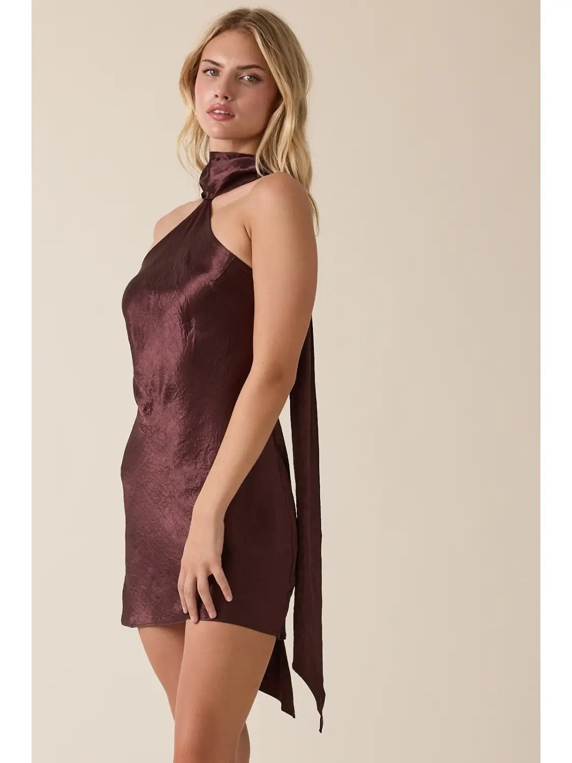 Sky To Moon Long Scarf Bias Cut Mini Dress