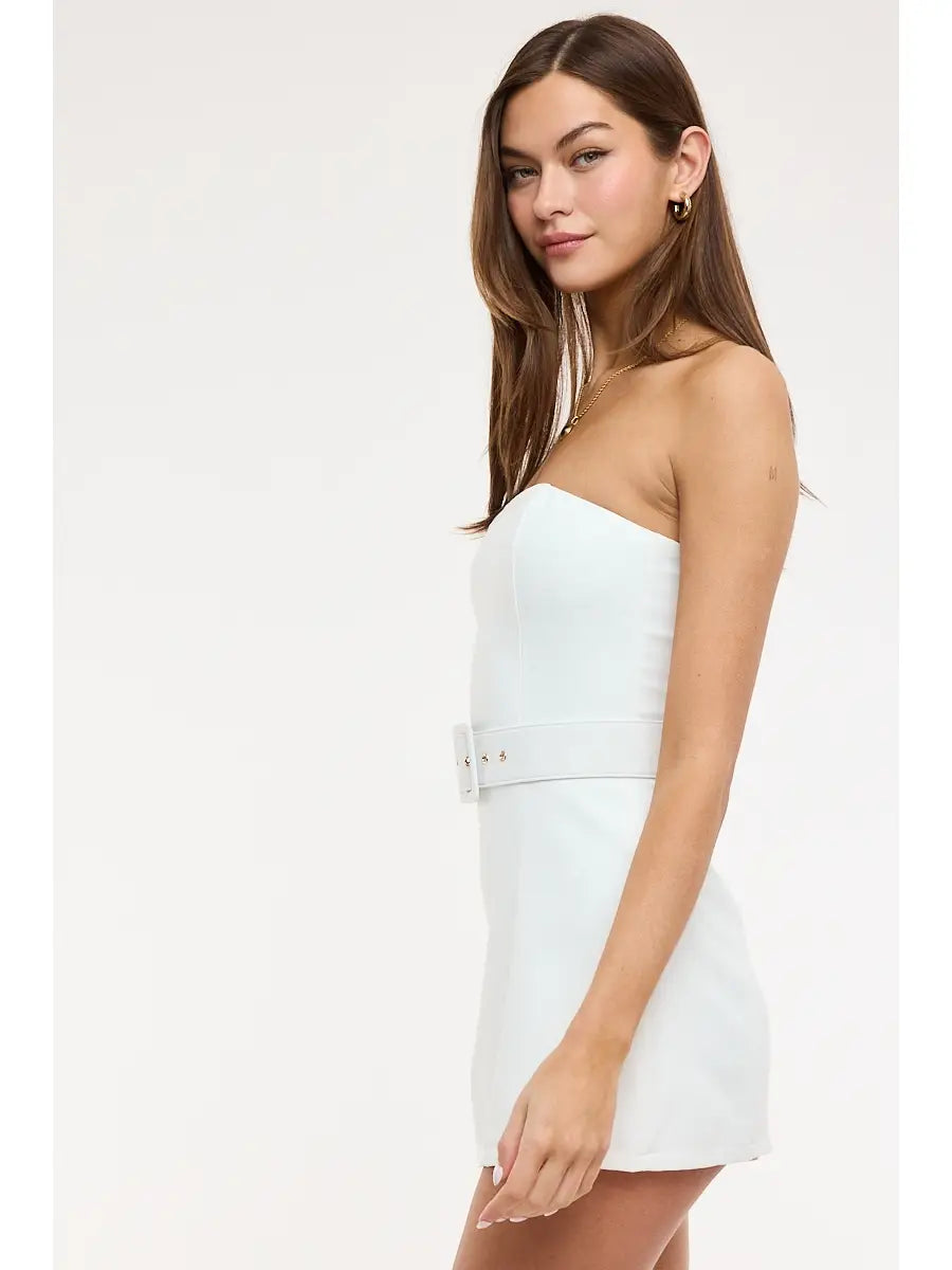 Sky To Moon Vivid Solid Color Waist Belt Fit-in Mini Dress
