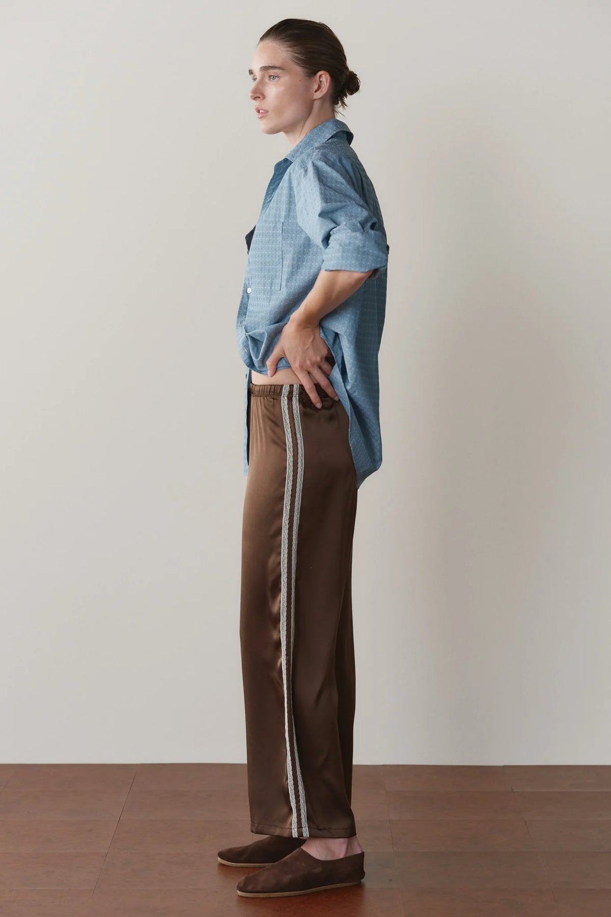 Donni The Silk Lace Stripe Crop Pant
