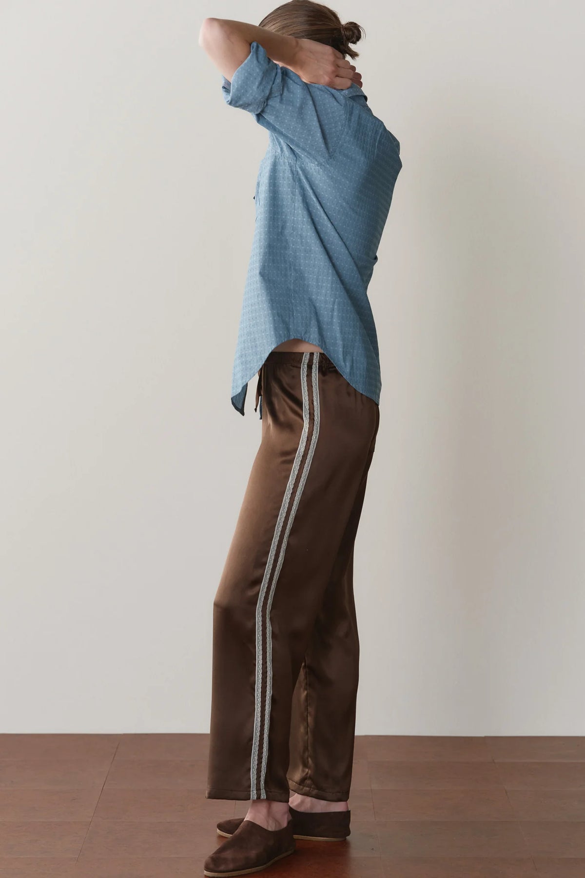Donni The Silk Lace Stripe Crop Pant