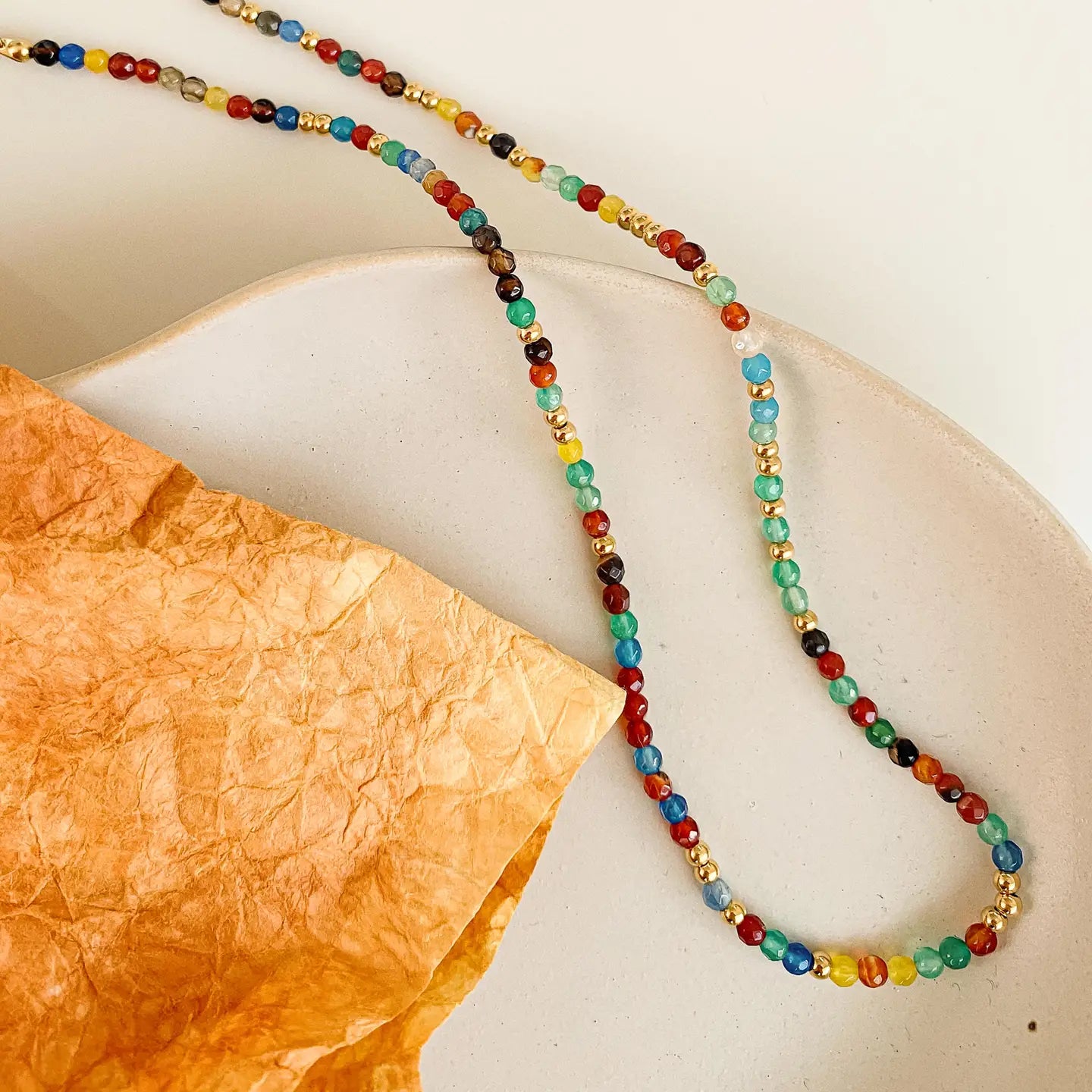 Flanerie Estelle 18K Gold Non-Tarnish Beaded Multi Color Necklace