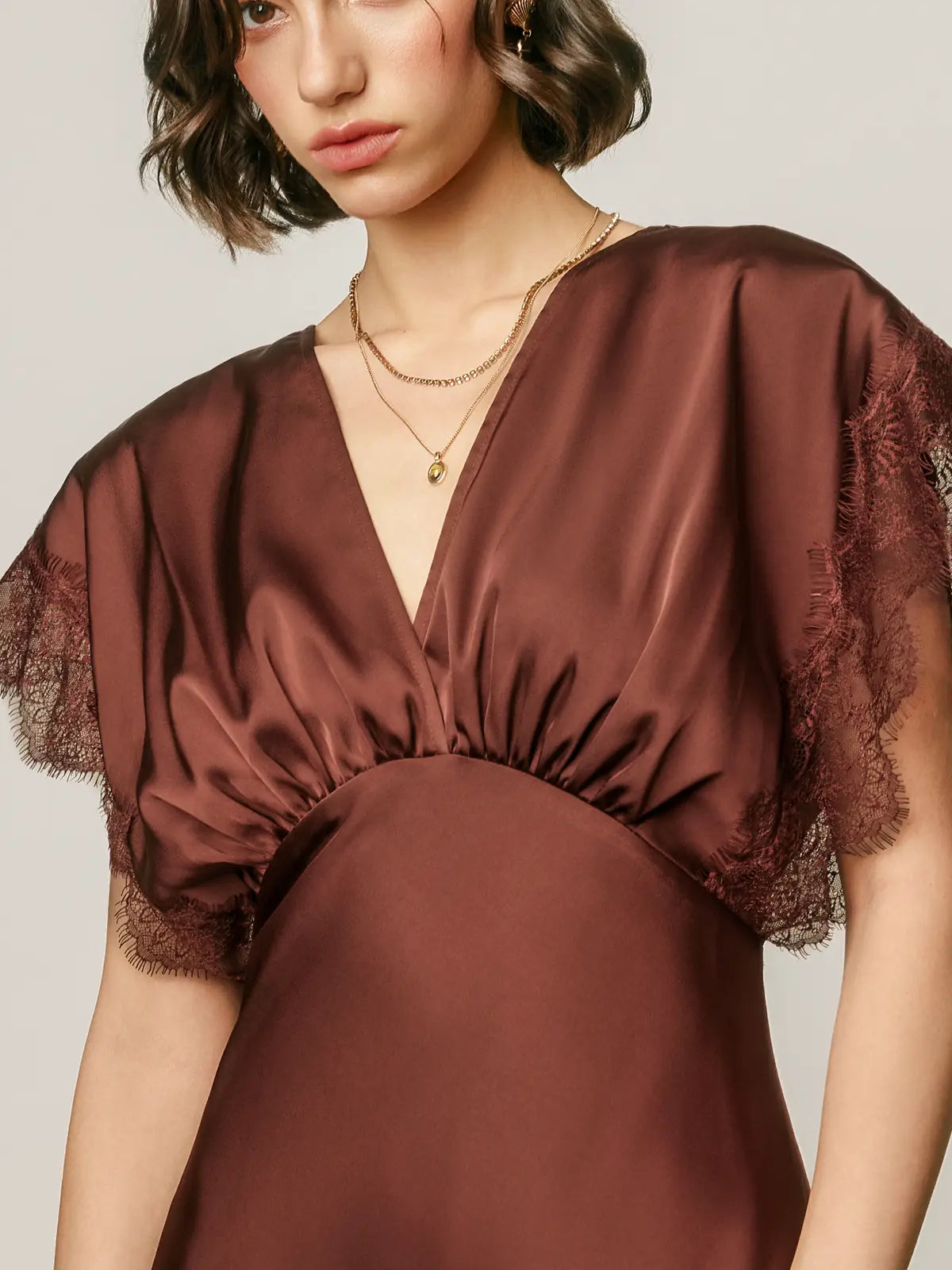 D Forum Lace Sleeve Maxi Dress