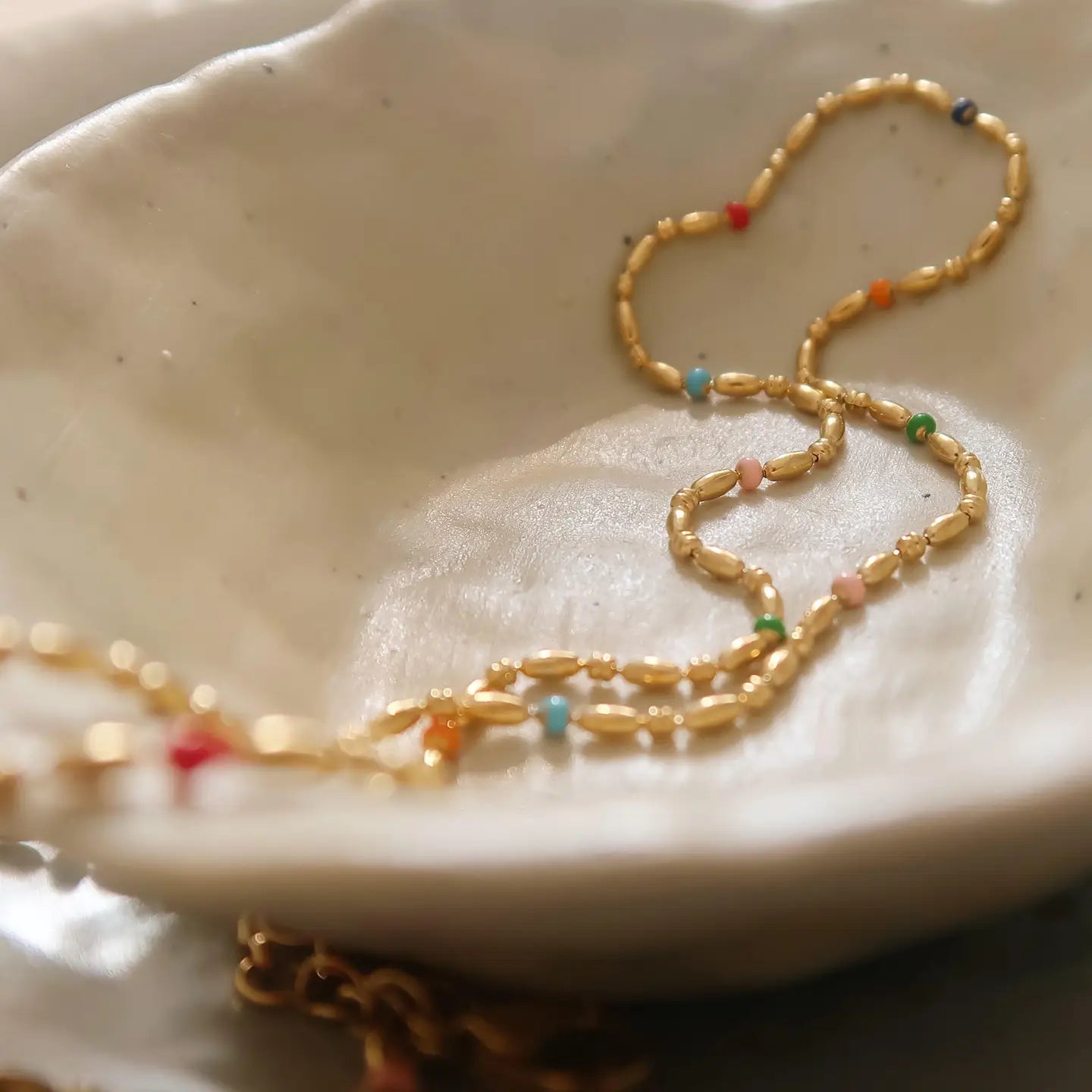 Flanerie Tave 18K Gold Non-Tarnish Petite Beaded Necklace