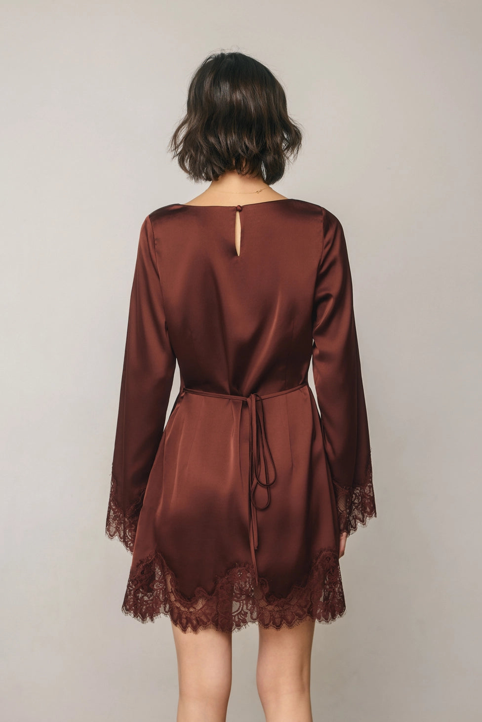 D Forum Satin & Lace L/S Mini Dress