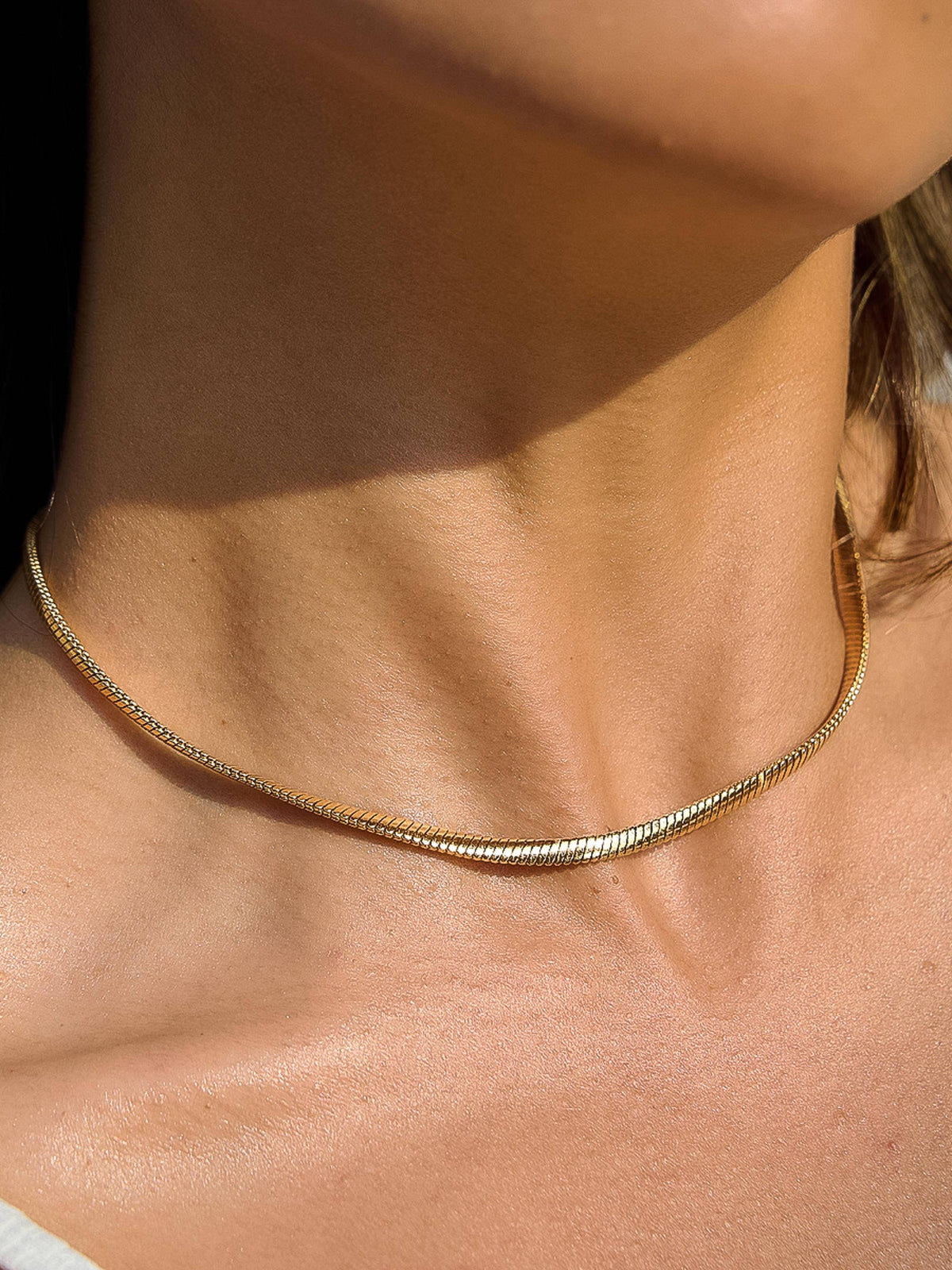 Papillon 18K Gold Non-Tarnish Classic Snake Chain Necklace