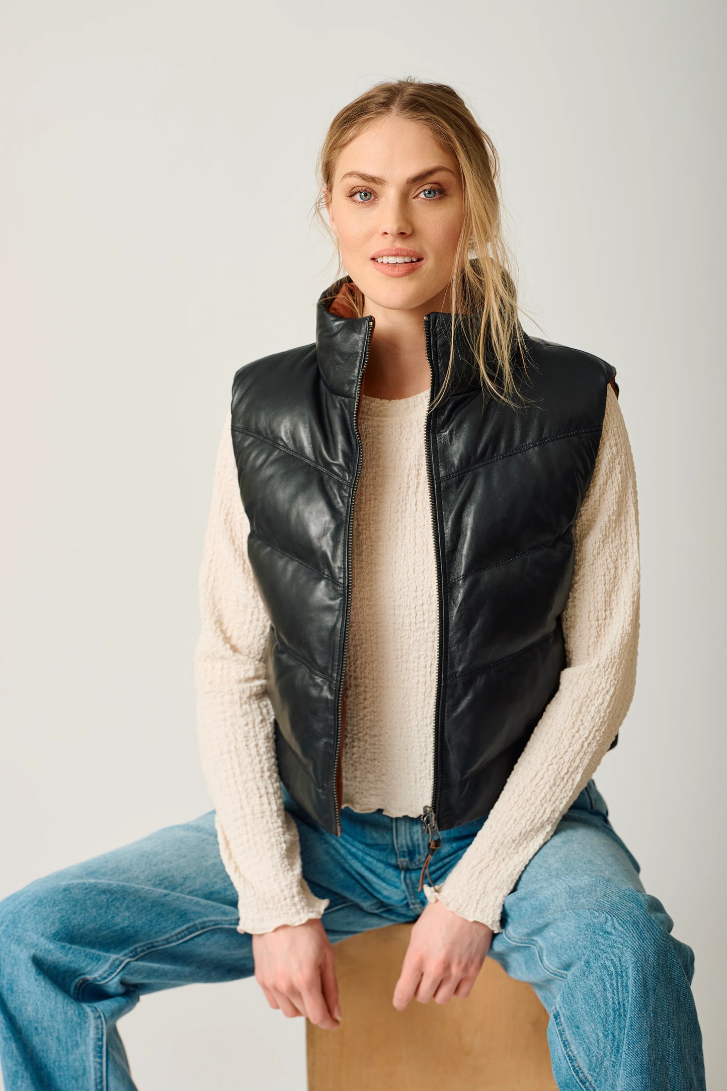 Mauritius Ellen Reversible Leather Puffer Vest