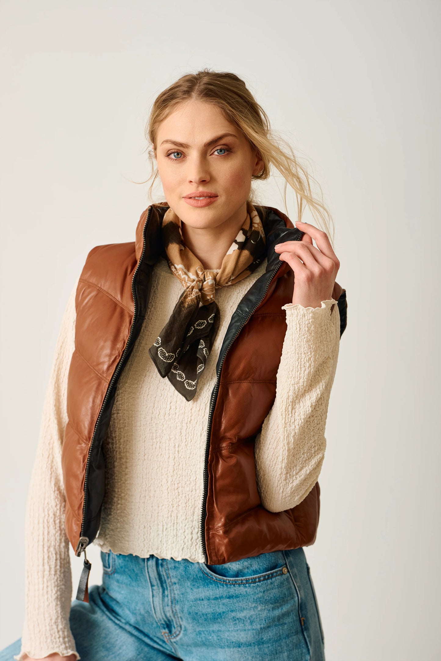 Mauritius Ellen Reversible Leather Puffer Vest